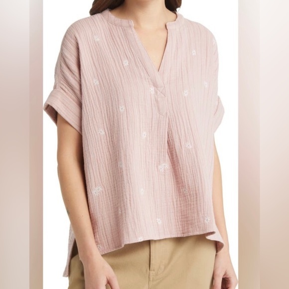 NWT Madewell Embroidered Lakeline Popover Shirt in Warm Thistle Size X-Small - Picture 2 of 9